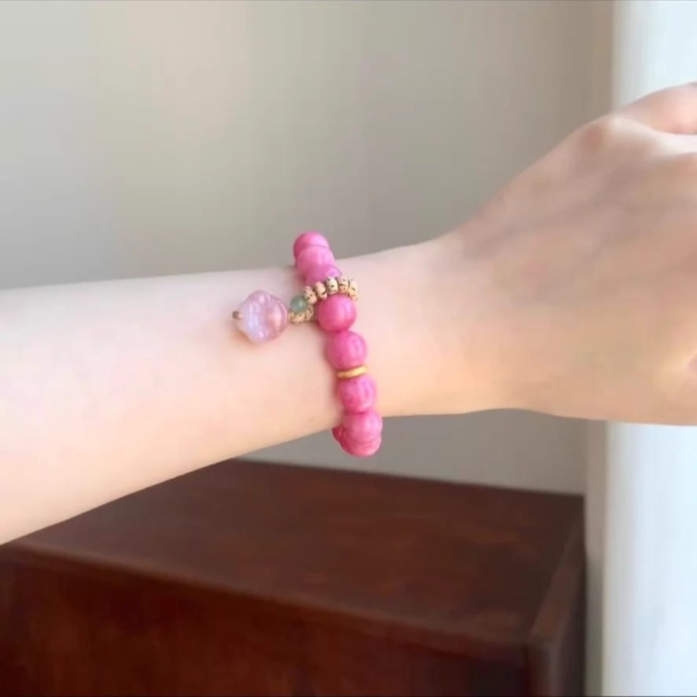 New pink beaded bracelet, tried on once